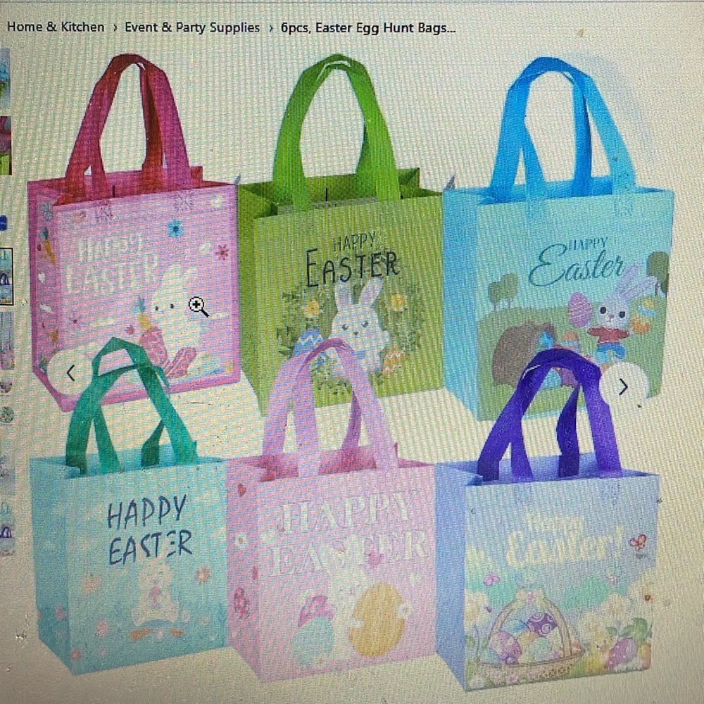 6 pcs Easter egg hunt bags with handles